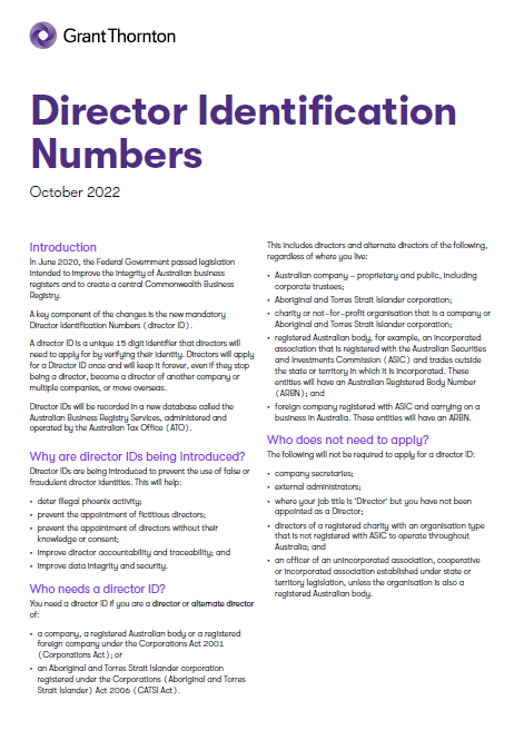 Director Identification Numbers - Key Information